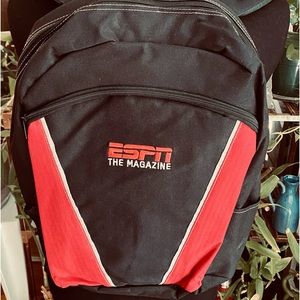 ESPN Black Backpack Red Accents Large Pockets 2 Side Pockets XC
